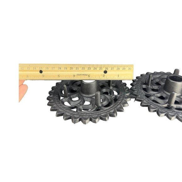 Robert Emig Black Cast Metal Candle Holder Weather Vane Directions Stick Holder - Picture 5 of 9